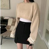 ライン入りショート丈ニット | Girly Doll | 詳細画像1 