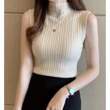 ベージュ | リブノースリーブハイネックプルオーバー【韓国ファッション】 | Doula Doula