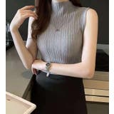 グレー | リブノースリーブハイネックプルオーバー【韓国ファッション】 | Doula Doula