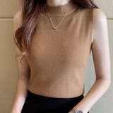 ブラウン | リブノースリーブハイネックプルオーバー【韓国ファッション】 | Girly Doll