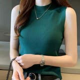 グリーン | リブノースリーブハイネックプルオーバー【韓国ファッション】 | Girly Doll