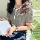 ヘンリーネックボーダートップス【韓国ファッション】 | Girly Doll | 詳細画像6 