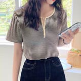 ヘンリーネックボーダートップス【韓国ファッション】 | Girly Doll | 詳細画像7 