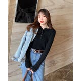 リブヘンリーネックトップス【韓国ファッション】 | Girly Doll | 詳細画像3 