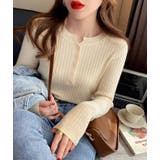 リブヘンリーネックトップス【韓国ファッション】 | Girly Doll | 詳細画像7 
