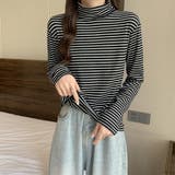ハイネックボーダーカットソー【韓国ファッション】【春夏新商品】 | Doula Doula | 詳細画像9
