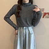 ハイネックボーダーカットソー【韓国ファッション】【春夏新商品】 | Doula Doula | 詳細画像12