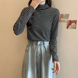 ハイネックボーダーカットソー【韓国ファッション】【春夏新商品】 | Doula Doula | 詳細画像13