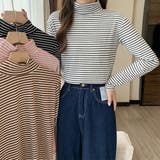 ハイネックボーダーカットソー【韓国ファッション】【春夏新商品】 | Doula Doula | 詳細画像15