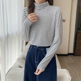 ハイネックボーダーカットソー【韓国ファッション】【春夏新商品】 | Doula Doula | 詳細画像16