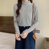 ハイネックボーダーカットソー【韓国ファッション】【春夏新商品】 | Doula Doula | 詳細画像20