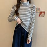 ハイネックボーダーカットソー【韓国ファッション】【春夏新商品】 | Doula Doula | 詳細画像21
