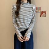 ハイネックボーダーカットソー【韓国ファッション】【春夏新商品】 | Doula Doula | 詳細画像22