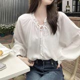 ギャザーネックボリュームスリーブブラウス【韓国ファッション】 | Girly Doll | 詳細画像6