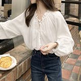 ギャザーネックボリュームスリーブブラウス【韓国ファッション】 | Girly Doll | 詳細画像7