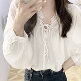 ギャザーネックボリュームスリーブブラウス【韓国ファッション】 | Girly Doll | 詳細画像9