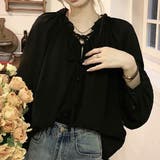 ギャザーネックボリュームスリーブブラウス【韓国ファッション】 | Girly Doll | 詳細画像10