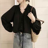 ギャザーネックボリュームスリーブブラウス【韓国ファッション】 | Girly Doll | 詳細画像16