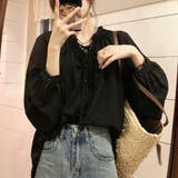 ギャザーネックボリュームスリーブブラウス【韓国ファッション】 | Girly Doll | 詳細画像18