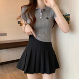 ポロカラーワンポイント半袖ニット【韓国ファッション】 | Girly Doll | 詳細画像13