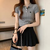ポロカラーワンポイント半袖ニット【韓国ファッション】 | Girly Doll | 詳細画像15