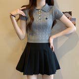 ポロカラーワンポイント半袖ニット【韓国ファッション】 | Girly Doll | 詳細画像17