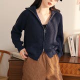 ネイビー | ニットカーディガン【韓国ファッション】 | Girly Doll