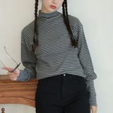 グレー×ブラック | ボーダーハイネックニット | Doula Doula