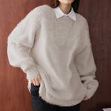 ライトグレー | オーバーサイズクルーネックニット | Girly Doll