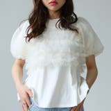 オフホワイト | オーガンジーパフスリーブ半袖トップス | Girly Doll