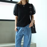 オーガンジーパフスリーブ半袖トップス | Girly Doll | 詳細画像20 