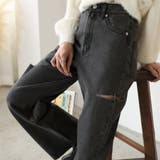 ブラック | ダメージストレートパンツ | Doula Doula