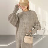 指ぬきボリューム袖クルーメランジニットワンピース | Girly Doll | 詳細画像7 