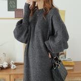 指ぬきボリューム袖クルーメランジニットワンピース | Girly Doll | 詳細画像15 