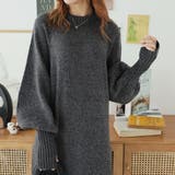 指ぬきボリューム袖クルーメランジニットワンピース | Girly Doll | 詳細画像16 