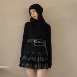 ブラック | ボトルネックワイドリブニットプルオーバー | Girly Doll