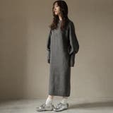 指ぬきボリューム袖クルーメランジニットワンピ | Girly Doll | 詳細画像8 