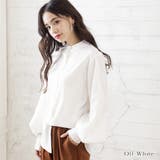 オフホワイト | バルーンスリーブ クルーネックシャツ【韓国ファッション】 | Girly Doll