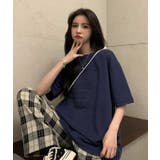 ブルー | 立体ロゴＴシャツ【韓国ファッション】 | Girly Doll