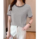 ダークグレー | ボーダー半袖Tシャツ【韓国ファッション】 | Girly Doll