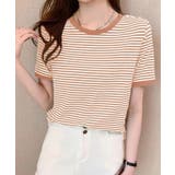 ピンクベージュ | ボーダー半袖Tシャツ【韓国ファッション】 | Girly Doll