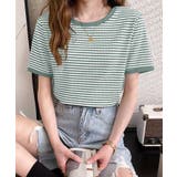 ブルーグレー | ボーダー半袖Tシャツ【韓国ファッション】 | Girly Doll