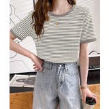 ライトグレー | ボーダー半袖Tシャツ【韓国ファッション】 | Girly Doll