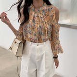 肩開き花柄ブラウス【韓国ファッション】 | Girly Doll | 詳細画像15 