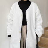 ホワイト | 2wayノーカラーキルティングボアコート【韓国ファッション】 | Girly Doll