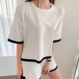 2点セット パイピングカラー半袖ニットトップス＆ショートパンツセットアップ【韓国… | Girly Doll | 詳細画像4 