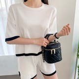 2点セット パイピングカラー半袖ニットトップス＆ショートパンツセットアップ【韓国… | Girly Doll | 詳細画像7 