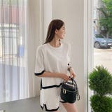 2点セット パイピングカラー半袖ニットトップス＆ショートパンツセットアップ【韓国… | Girly Doll | 詳細画像9 