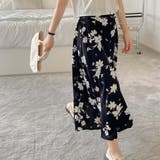 ブラック | フラワープリントフレアスカート【韓国ファッション】【春夏新商品】 | Girly Doll