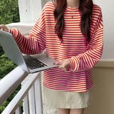 レッド | ボーダーカットソー【韓国ファッション】【春夏新商品】 | Girly Doll